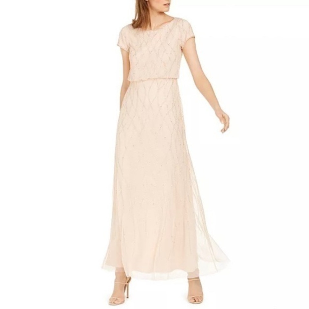 Adrianna Papell Embellished Gown in Champagne Sand - Picture 1 of 14